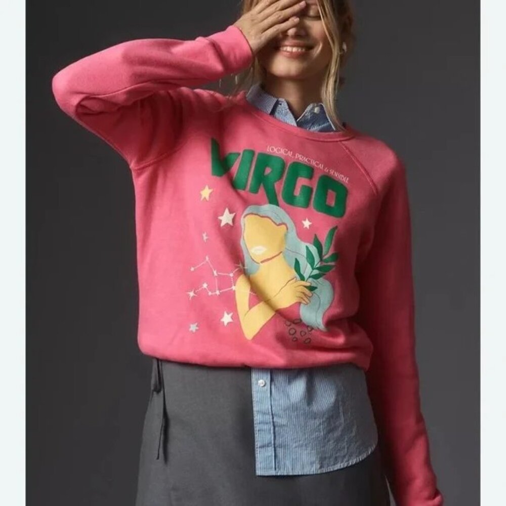 Anthropologie The Carolita Zodiac Sweatshirt by Midnight Rider Virgo, Small